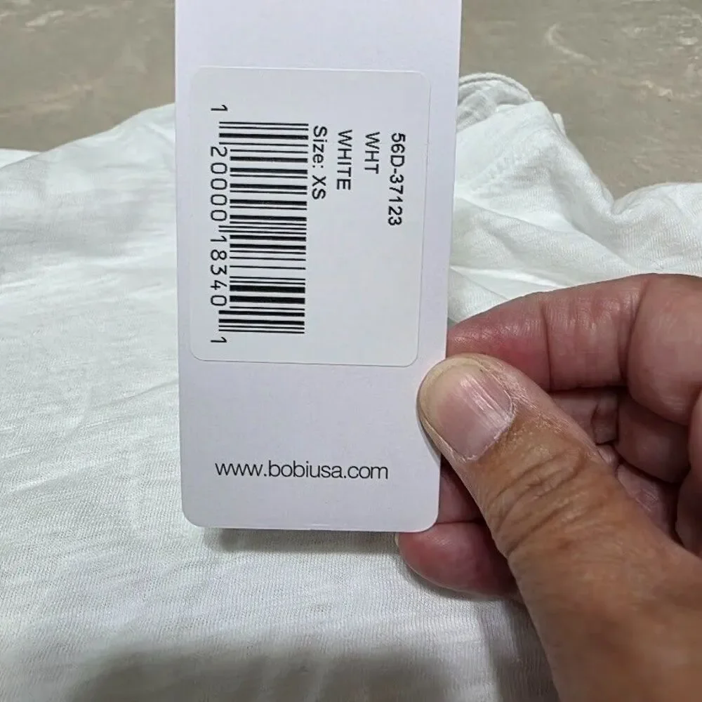 Bobi Los Angeles XS White Long Sleeve Crewneck Banded Waist/Cuff Ruffle Armhole - Picture 6 of 11